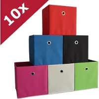 VCM Lot de 10 boîtes pliantes Boîte pliante en tissu Boîte pliante Boîte à étagères Rangement Boxas Lot de 10 boîtes pliantes Boîte pliante en tissu Boîte pliante Boîte à étagères Rangement Boxas