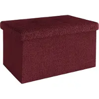 Intirilife Pouf Pliable 49x30x30 Cm En Rouge Cerise - Siège En Cube Avec Espace De Rangement Et Housse En Tissu Avec Creux - Siège En Cube Repose-Pieds Coffre De Rangement Pouf Coffre