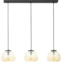 Brilliant Lampe Kaizen suspension 3flg ambre-ambre/noir mat métal/verre brun 3x A60, E27, 40 W