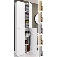 VCM XL bois Grande armoire à chaussures Étagère à chaussures Grande botte Meuble d'entrée Lona 6 compartiments Portes battantes