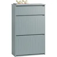 SoBuy Meuble à chaussures FSR165-HG - 2 abattants et 1 tiroir - MDF - 61 x 26 x 100 cm - Gris