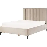 Beliani Ensemble De Chambre En Velours Taupe Avec Lit Double 160 X 200 Cm Sezanne