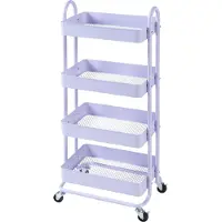 En.casa Chariot de cuisine 'Pyhäntä' avec 4 paniers de rangement 103,5 x 46 x 35 cm Acier Violet