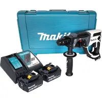 Makita DHR 202 RTW Marteau perforateur sans fil 18 V 20 mm 2,0 J blanc + 2x batterie 5,0 Ah + chargeur + coffret