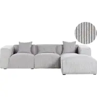 Beliani Canapé D'angle Dolva Gris Clair Velours Côtelé Côté Gauche