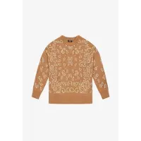 Le Temps des Cerises Pull-over 'Farit' camel / bleu-gris / blanc