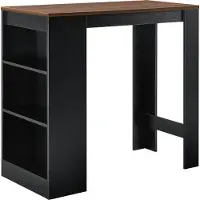 En.casa Table De Bar Avec Rangement Table Bistro Haut Avec 3 Étagères Panneaux De Particules 110 X 50 X 103 Cm Noir Et Effet Noyer [En.Casa]