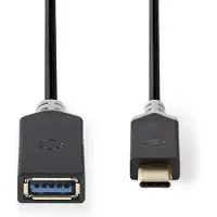 Nedis Adaptateur USB-C | USB 3.2 Gen 1 | USB-C mâle | USB-A femelle | 5 Gbps | 0.15 m | Rond | Nickelé | PVC | Anthracite | Boîtes