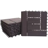 MCW Carreau de sol WPC Rhône + bordure, aspect bois, 11x chaque 30x30cm = 1m² Premium