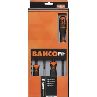 Bahco Set Of 4 Slotted And Phillips Fit Screwdrivers With Rubber Grip Argenté