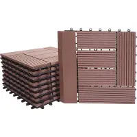 MCW Carreau de sol WPC Rhône + bordure, aspect bois, 11x chaque 30x30cm = 1m² Premium