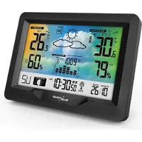Greenblue Station météo radio , couleur, avec DCF, phases de lune, baromètre, calendrier, adaptateur secteur, GB540N