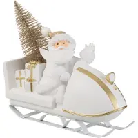 J-Line Pere noel avec traîneau poly blanc/or