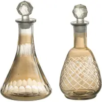 J-Line Carafe carreaux motifs verre fume assortiment de 2