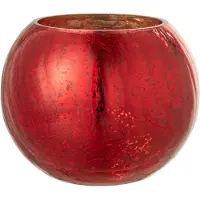 J-Line Photophore boule craquele verre effet nacre rouge large