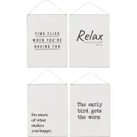 Jline Pancarte texte francais/anglais metal blanc/noir assortiment de 4