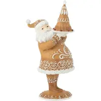 J-Line Pere noel en pain d'epice gateau resine marron