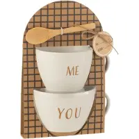J-Line Boite 2 tasses ceramique blanc