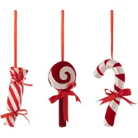 J-Line Suspension bonbon textile rouge/blanc assortiment de 3