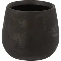 J-Line Cachepot irregulier rugueux ceramique noir small