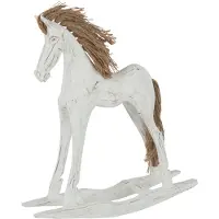 J-Line Cheval à bascule Albasia bois blanc Small