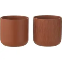 J-Line Cachepot gen ceramique marron medium assortiment de 2