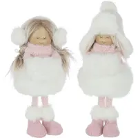 J-Line Filles debout chapeau fourrure polyester blanc/rose large assortiment de 2