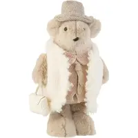 J-Line Ours sac a main textile beige large