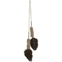 J-Line Suspension coquillages + corde coton textile naturel/marron fonce