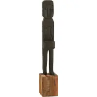 J-Line Statue boro bois recycle noir/naturel