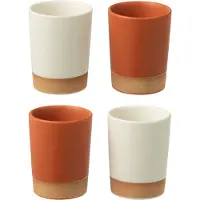 Jline Boite 4 tasse ceramique orange/blanc