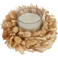 J-Line Bougie florale rond verre blanc/naturel 24h