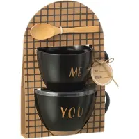 J-Line Boite 2 tasses ceramique noir
