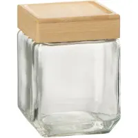 Jline Pot en verre brad verre/bambou transparent/naturel medium