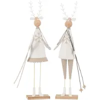 J-Line Renne déco garçon/fille métal/bois blanc/beige large assortiment de 2