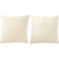 Jline Coussin carré tissage lâche/serré coton crème assortiment de 2