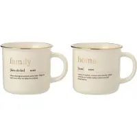 J-Line Mug message family home ceramique or assortiment de 2