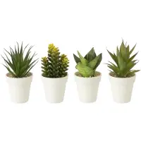 J-Line Plantes en pot artificielles vert assortiment de 4