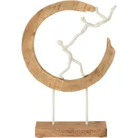 J-Line Couple vole 1/2 lune bois de manguier/aluminium naturel/blanc