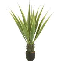 J-Line Agave pot blanc casse artificiel vert
