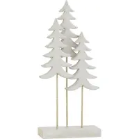 J-Line Sapins sur pied 3 pieces bois blanc/or large