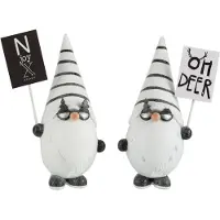 J-Line Pere noel + pancarte resine noir/blanc small assortiment de 2