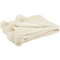 J-Line Plaid pompon polyester beige clair