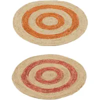 Jline Tapis/set de table rond cercles maïs orange/rouge small assortiment de 2