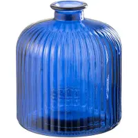 J-Line Vase bottle stripe glass blue small