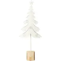 J-Line Sapin sur pied+ étoile métal/bois blanc large