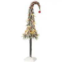J-Line Sapin de noel bonnet+led artificiel neige vert/rouge large