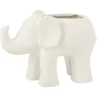 J-Line Cachepot elephant argile blanc ir