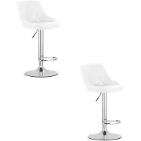 Leobert Tabouret De Bar - - Kast - Simili Cuir Blanc/Base Chromée - Lot De 2