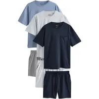 Next Pyjama court bleu nuit / opal / gris foncé / gris chiné